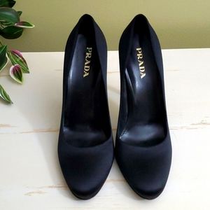 Prada | Black Satin Stiletto Pumps Sz 36 1/2